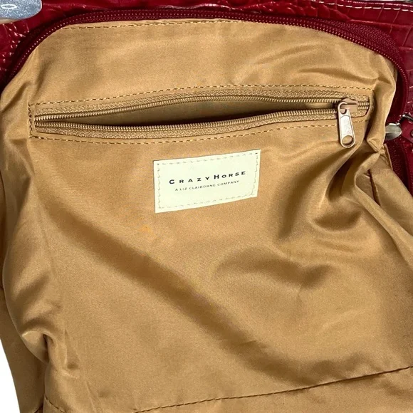 LIZ CLAIBORNE Crazy Horse Vintage Red Mock Croc Mini Satchel OS - Picture 10 of 11